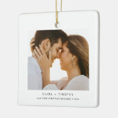 Modernes Foto Luple Verlobung Holiday Keramikornament (Links)