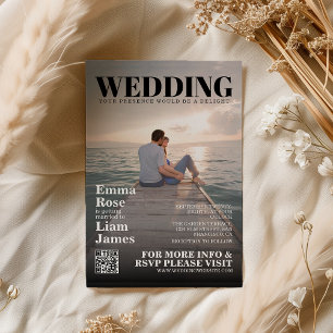 Modernes Foto Magazin Cover Einzigartige Hochzeit Einladung