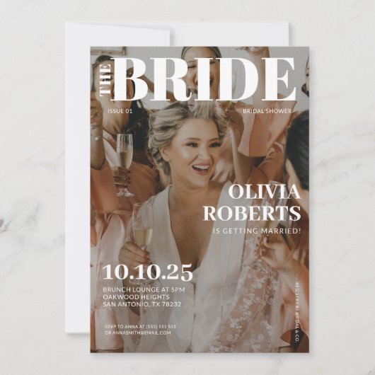 Modernes Foto Magazine Cover Brautparty Einladung (Vorderseite)