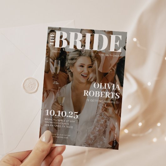 Modernes Foto Magazine Cover Brautparty Einladung
