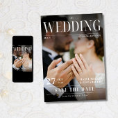 Modernes Foto Magazine Cover Save the Date Einladung