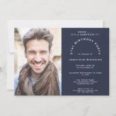 Modernes Foto Man 21. Überraschung Party Navy Einladung (Vorderseite)