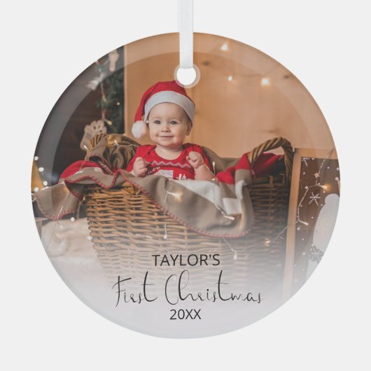 Modernes Foto mein erstes Weihnachtsglas Ornament Aus Glas (Vorderseite)