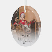 Modernes Foto mein erstes Weihnachtsglas Ornament Aus Glas (Vorderseite links)