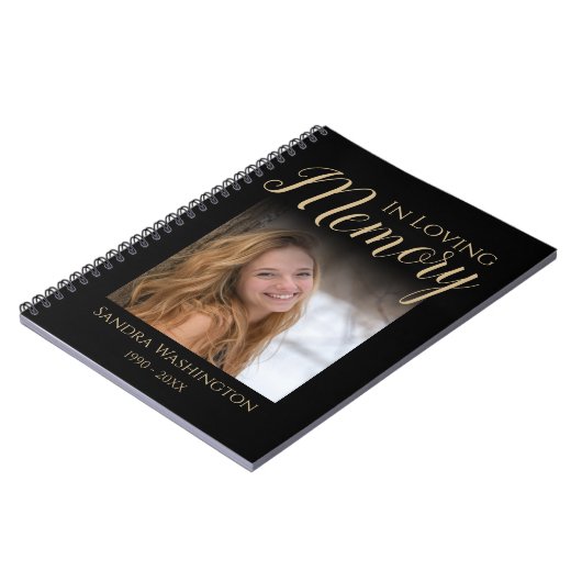 Modernes Foto Memorial Guest Spiral Foto Notebook Notizblock (Linke Seite)