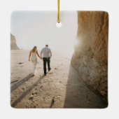 Modernes Foto Minimal Elegant Neu verheiratet Keramikornament (Rückseite)