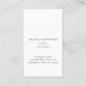 Modernes Foto Minimal White Visitenkarte (Rückseite)