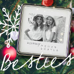 Modernes Foto Minimalistisch Best Friends BESTE FR Ornament Aus Metall<br><div class="desc">Design setzt sich aus lustiger und spielerischer Typografie mit Sans Serif und Serif Schriftart zusammen. Fügen Sie ein benutzerdefiniertes Foto hinzu.</div>