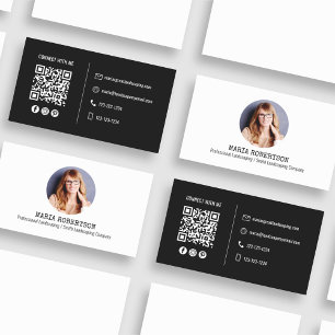 Modernes Foto Minimalistisch QR Code Social Media  Visitenkarte