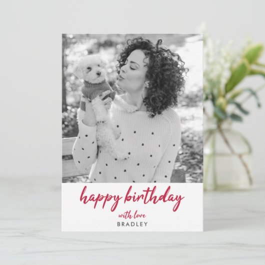 Modernes Foto Minimalistisch Red Stylish Card (Stehend Vorderseite)