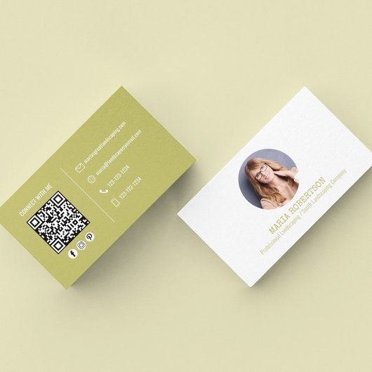 Modernes Foto Minimalistischer QR-Code Social Medi Visitenkarte