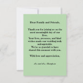 Modernes Foto Minze grün Dankeskarte (Rückseite)