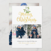 Modernes Foto Mistletoe Gold Script Weihnachten (Vorne/Hinten)