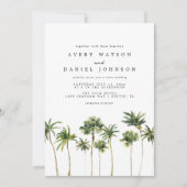Modernes Foto mit Aquarellpalme Einladung (Vorderseite)