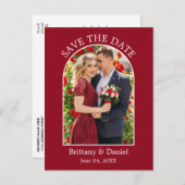 Modernes Foto mit Arkafliesen Save the Date rot Postkarte (Vorne/Hinten)