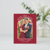 Modernes Foto mit Arkafliesen Save the Date rot Postkarte (Stehend Vorderseite)