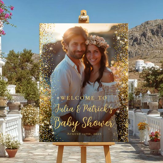 Modernes Foto mit Babydusche Poster