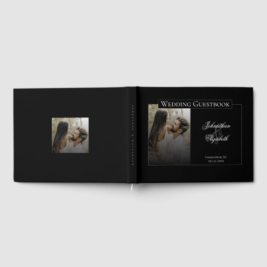 Modernes Foto mit Black Overlay-Hochzeit Gästebuch (Voll)