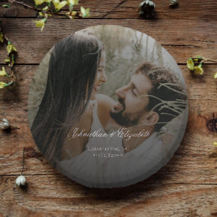Modernes Foto mit Black Overlay-Hochzeit Pappteller