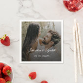 Modernes Foto mit Black Overlay-Hochzeit Serviette (Beispiel)