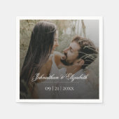 Modernes Foto mit Black Overlay-Hochzeit Serviette (Vorderseite)