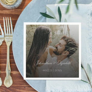 Modernes Foto mit Black Overlay-Hochzeit Serviette