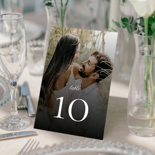 Modernes Foto mit Black Overlay-Hochzeit Tischnummer