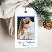 Modernes Foto mit blauer Skalierung Geschenkanhänger