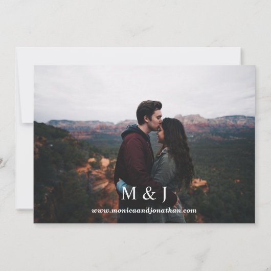 Modernes Foto mit Burgunder Hochzeit - Horizontal Einladung (Rückseite)