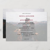 Modernes Foto mit Burgunder Hochzeit - Horizontal Einladung (Vorne/Hinten)