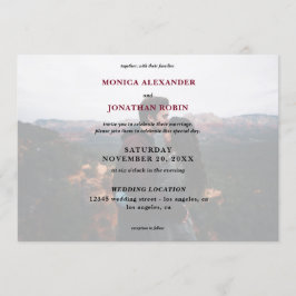 Modernes Foto mit Burgunder Hochzeit - Horizontal Einladung