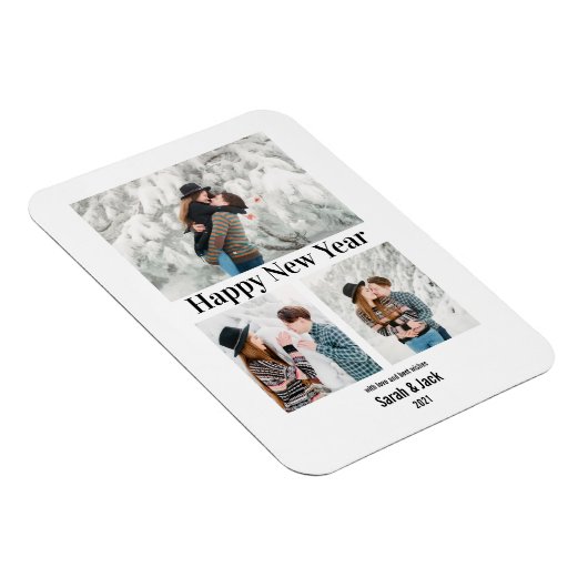 modernes Foto mit Chic-Schrift froh neues Jahr Magnet (Rechte Seite)