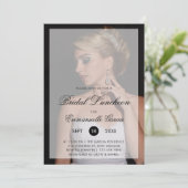 Modernes Foto mit Chic Script Bridal Luncheon Einladung (Stehend Vorderseite)