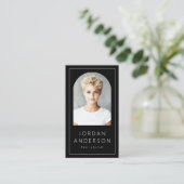 Modernes Foto mit dünner Grenze QR-Code schwarz Visitenkarte (Stehend Vorderseite)