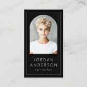 Modernes Foto mit dünner Grenze QR-Code schwarz Visitenkarte (Vorderseite)