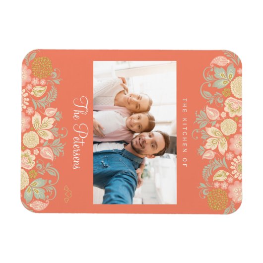 Modernes Foto mit eigenem Text Magnet (Horizontal)