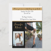 Modernes Foto mit einfachem Graduiertennamen Black Einladung (Rückseite)