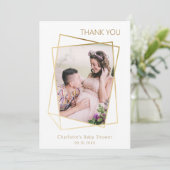 Modernes Foto mit einfacher Babydusche Dankeskarte (Stehend Vorderseite)