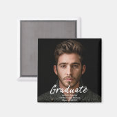 Modernes Foto mit einfacher Weißtextüberlagerung Magnet (Vorderseite/Rückseite)