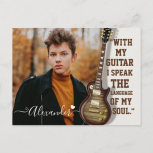 Modernes Foto mit elegantem White Electric Guitar Postkarte