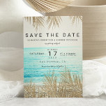 Modernes Foto mit Goldpalmen Save the Date<br><div class="desc">Modernes goldenes Foto mit elegantem Strandpalmenmuster,  ein trendiges und tropisches Save the Date Hochzeitstil.</div>