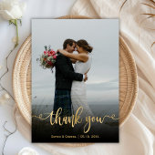 Modernes Foto mit Goldschrift Dankeskarte