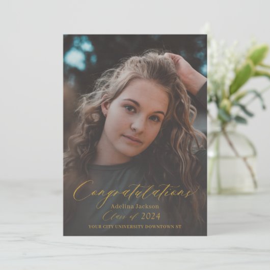 Modernes Foto mit Goldskripten Ankündigung (Stehend Vorderseite)