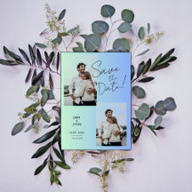 Modernes Foto mit grünblauem Gefälle Save the Date