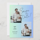 Modernes Foto mit grünblauem Gefälle Save the Date Einladung (Vorderseite)