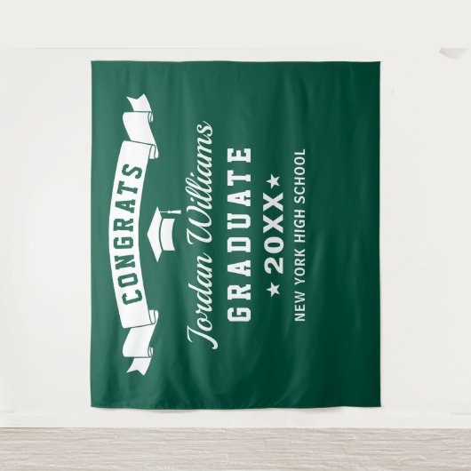 Modernes Foto mit grünem, weißem Abschluss Wandteppich (Vorderseite)