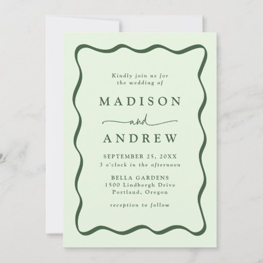 Modernes Foto mit grünen Rahmen Einladung (Vorderseite)