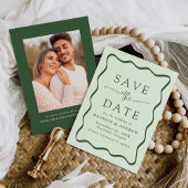 Modernes Foto mit grünen Rahmen Save The Date