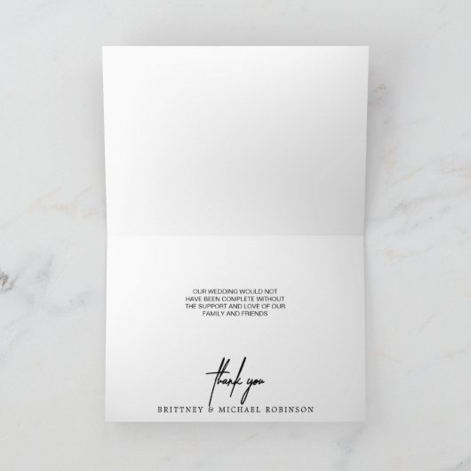 Modernes Foto mit handgeschriebenem Dankeschön Wei Dankeskarte (Innenseite)
