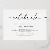 Modernes Foto mit handgeschriebenem Graduate Black Folieneinladung (Rückseite)